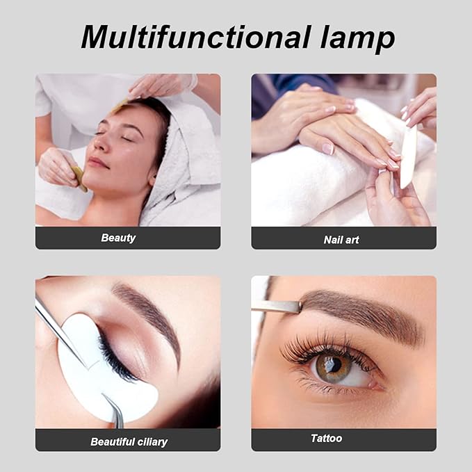 Half Moon Light for Nail Art, 3000‑6000K Adjustable Half Moon Desk Lamp with 22 Inch Lamp Holder, Desktop Moon Lighting Lamp for Beauty Skincare Eyebrows Lash Extension (US Plug) - LeafyLoom