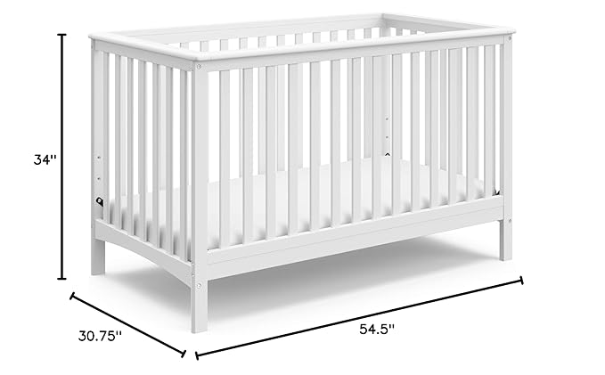 Storkcraft Hillcrest 4-in-1 Convertible Crib (White) - Converts to Daybed, Toddler Bed, and Full-Size Bed, Fits Standard Full-Size Crib Mattress, Adjustable Mattress Support Base - LeafyLoom