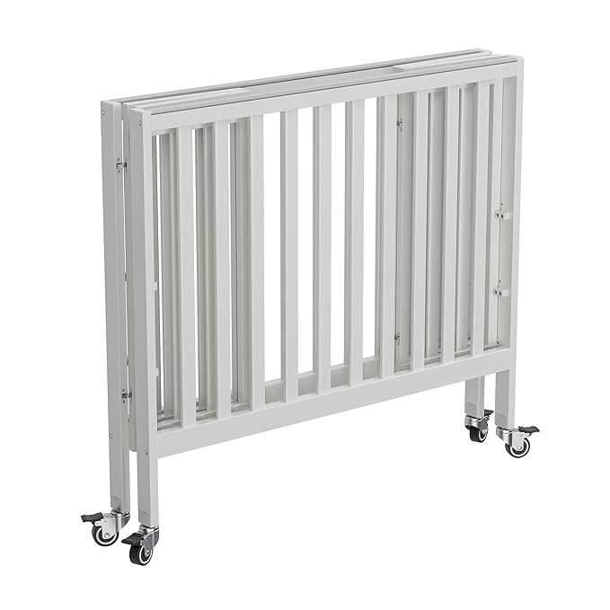 Baby Mini Crib - Modern Design Portable Crib, Sleek Folding Mini Baby Crib with Three Mattress Positions, Folds Flat for Easy Storage White - LeafyLoom