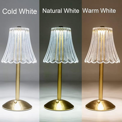 Cordless Table Lamp Crystal Battery Operated Lamp,Night Light for Livingroom, Bedroom,Kidsroom,Outdoor,Restaurant,Nightstand,Rechargeable(Pack2 Gold Flower Lamp) - LeafyLoom