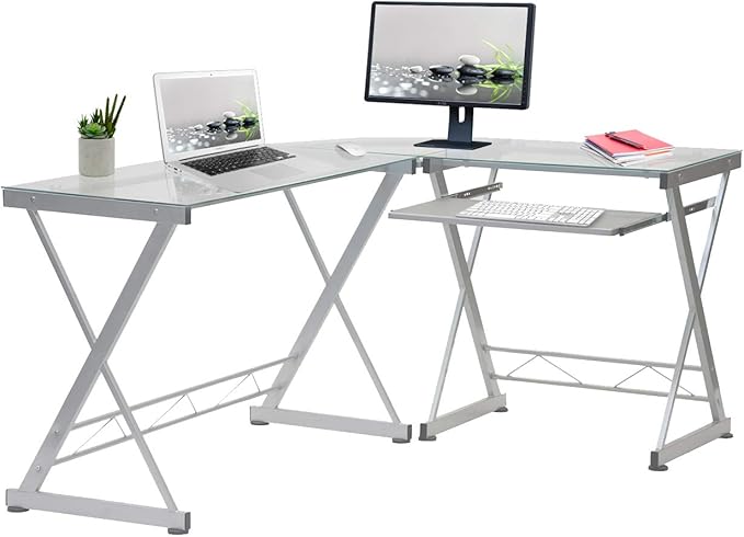 NicBex Laik-DW-00048-DX Desks, 61.75" W x 45.25" D x 29.5" H, White - LeafyLoom