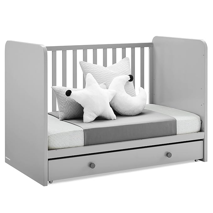 GAP babyGap Graham 4-in-1 Convertible Crib with Storage Drawer - Greenguard Gold Certified, Grey/Dark Grey - LeafyLoom