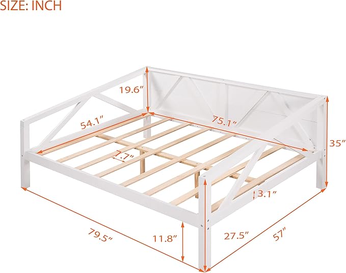 Jintop Full Size Daybed with Additional Storage Space,Sturdy Sofa Bed Frame W/ 8 Wood Slat Support,Easy to Install,for Teens Kids Girls Boys,Living Room Bedroom Apartment,White - LeafyLoom