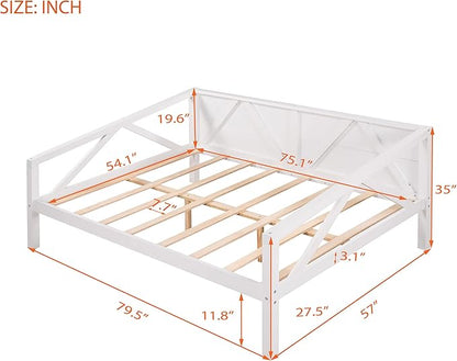 Jintop Full Size Daybed with Additional Storage Space,Sturdy Sofa Bed Frame W/ 8 Wood Slat Support,Easy to Install,for Teens Kids Girls Boys,Living Room Bedroom Apartment,White - LeafyLoom