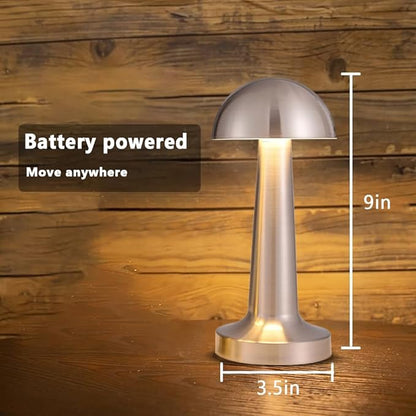 Portable LED Table Lamp, 3-Levels Brightness Metal Desk Lamp, 3 Color Touch Control Rechargeable Lamp, Night Light, Bedside Lamp,Dining Room Lamp (Silver) - LeafyLoom