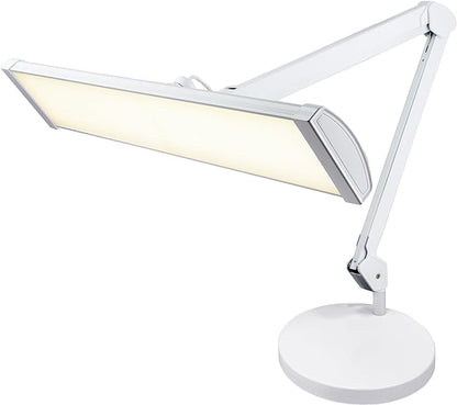 Neatfi Ultra 3,500 Lumen LED Desk Lamp, Color Correlated Temperature, 3 Light Modes, Dimmable, 45W, 26 Inch Wide Metal Shade, 540 SMD LEDs (CCT with Base, White) - LeafyLoom