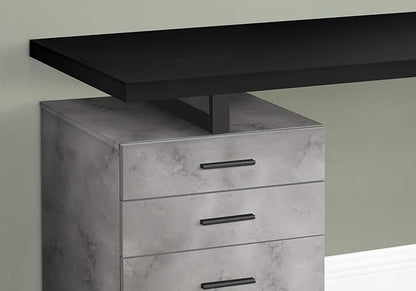 Monarch Specialties I 7647 Computer Desk, Home Office, Laptop, Left, Right Set-up, Storage Drawers, 48" L, Work, Metal, Laminate, Grey, Black, Contemporary - LeafyLoom