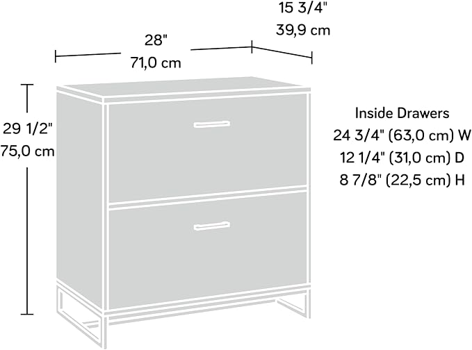 Sauder Tremont Row 2-Drawer Lateral File Cabinet, L: 27.95" x W: 15.71" x H: 29.53", Mystic Oak - LeafyLoom