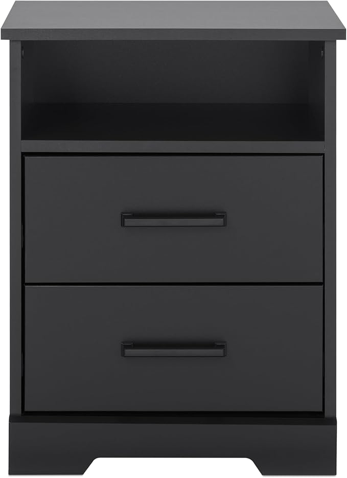 Prepac 2 Drawer Nightstand, 16.25in x 18.75in x 24.5in, Rustic Black - LeafyLoom