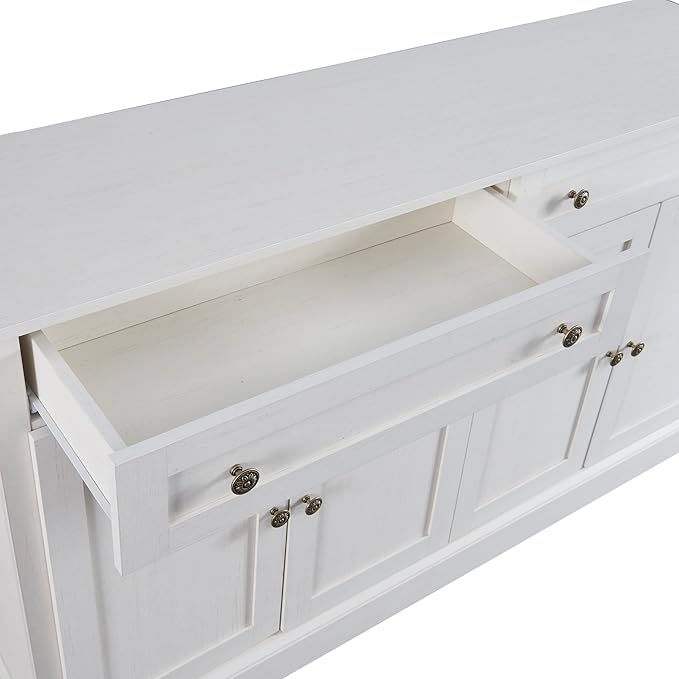 60" Sideboard Storage Buffet Cabinet with 2 Drawers,Wooden Console Table,W/ 4 Doors,Adjustable Shelves,Not Easy to Deform,for Dining Room/Kitchen/Entryway,Antique White - LeafyLoom