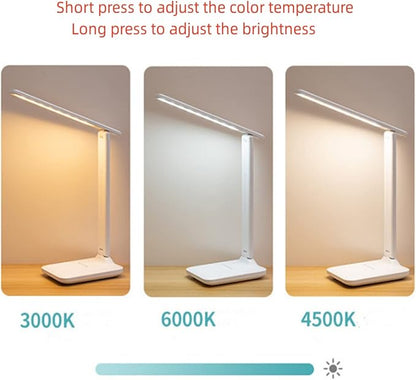 LED Desk Lamp, Dimmable Table Lamp with 3 Color Temperatures, Eye-Caring Reading Lamp with a Built-in Lithium Battery , USB Rechargeable, Touch Control, Study Lamp, Table Lamp, White - LeafyLoom