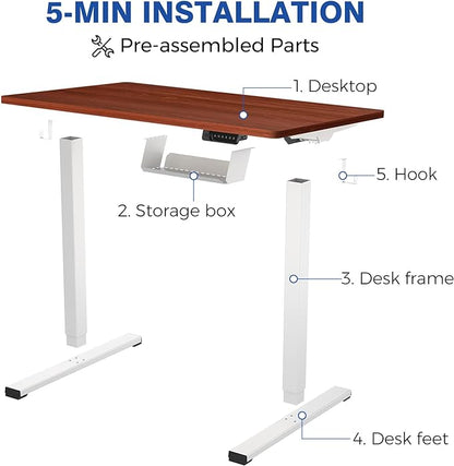 FLEXISPOT Standing Desk Electric Stand Up Desk with 40 x 24 Inches Whole-Piece Desktop Ergonomic Memory Controller Height Adjustable Desk E150(White Frame + 40" Mahogany Desktop) - LeafyLoom