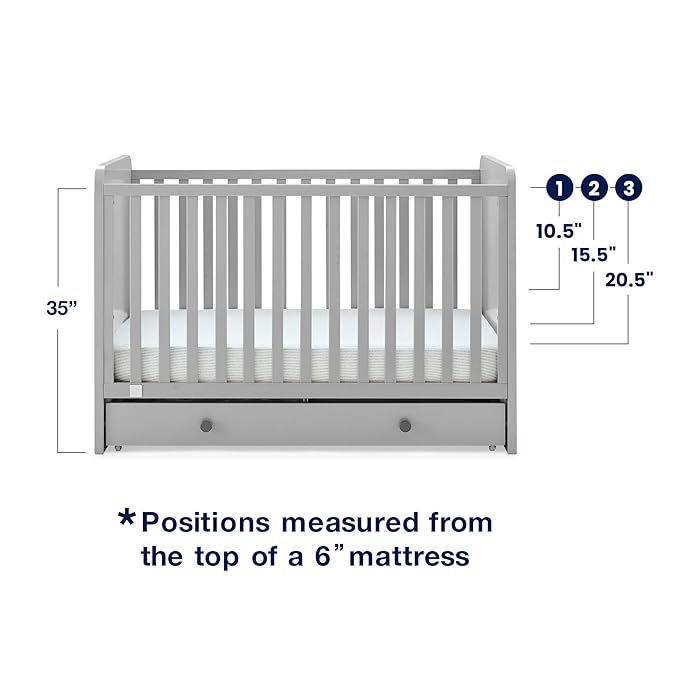 GAP babyGap Graham 4-in-1 Convertible Crib with Storage Drawer - Greenguard Gold Certified, Grey/Dark Grey - LeafyLoom