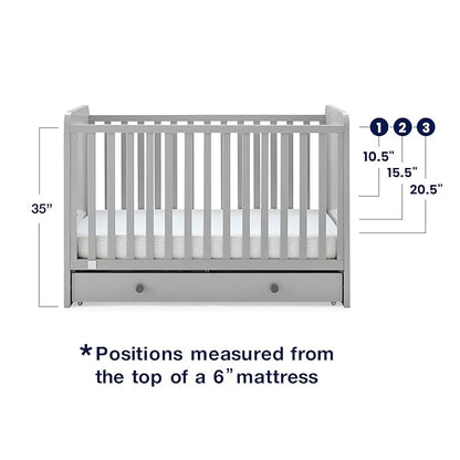 GAP babyGap Graham 4-in-1 Convertible Crib with Storage Drawer - Greenguard Gold Certified, Grey/Dark Grey - LeafyLoom