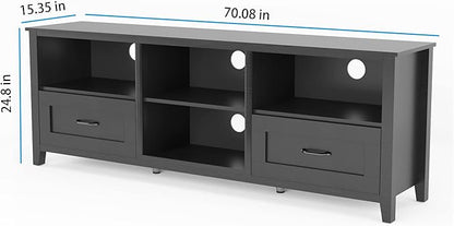 NicBex TV Stand for 60 Inch TV TV Console Table with 2 Drawers and 4 High-Capacity Storage Compartment,Entertainment Center with Storage for Living Room,Bedroom,70.08 Inch,Black - LeafyLoom