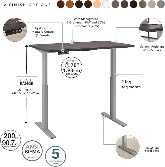 60W x 30D Height Adjustable Standing Desk - LeafyLoom