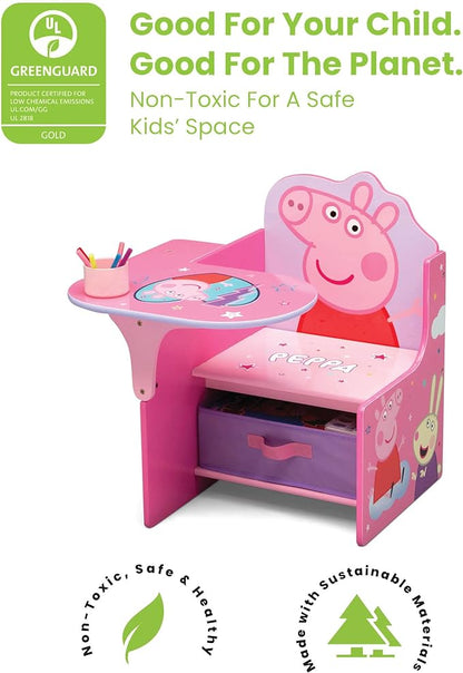 Delta Children Chair Desk with Storage Bin - Ideal for Arts & Crafts, Snack Time, Homeschooling, Homework & More, Peppa Pig - LeafyLoom