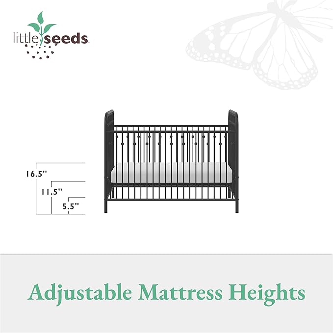 Little Seeds Monarch Hill Ivy Metal Baby Crib, Black - LeafyLoom