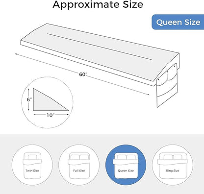 TINA'S HOME Bed Wedge Pillow for Headboard, Adjustable Mattress Gap Filler (0-8"), Headboard Pillow Bed Gap Filler Queen (60"x10"x6") - LeafyLoom