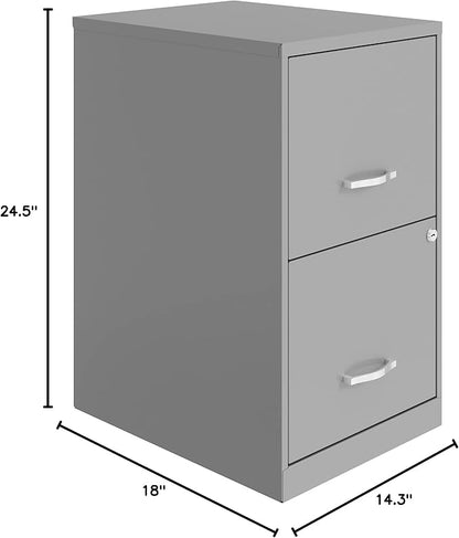 Lorell LYS SOHO 18" 2-Drawer File Cabinet, Silver - LeafyLoom