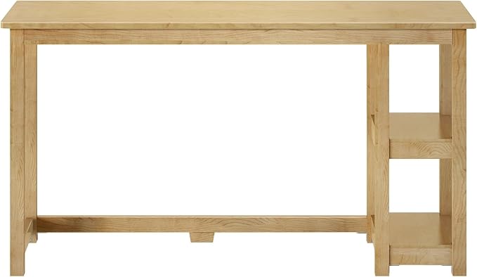 Max & Lily Solid Wood Desk With Shelves, 55 Inches, Natural - LeafyLoom