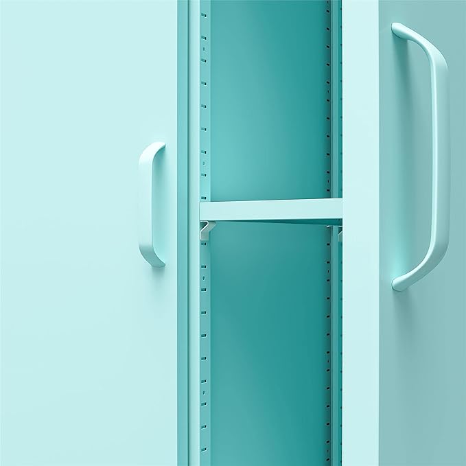 Novogratz Cache Tall 2 Door Metal Locker Cabinet, Mint - LeafyLoom