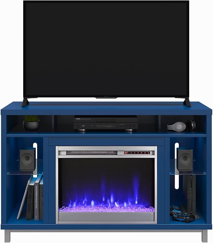 Ameriwood Home Lumina Fireplace TV Stand for TVs up to 48", Navy - LeafyLoom