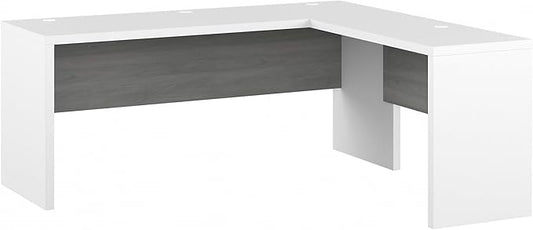 Bush Business Furniture Echo L Shaped Computer Desk, 72W, Pure White and Shiplap Gray - LeafyLoom