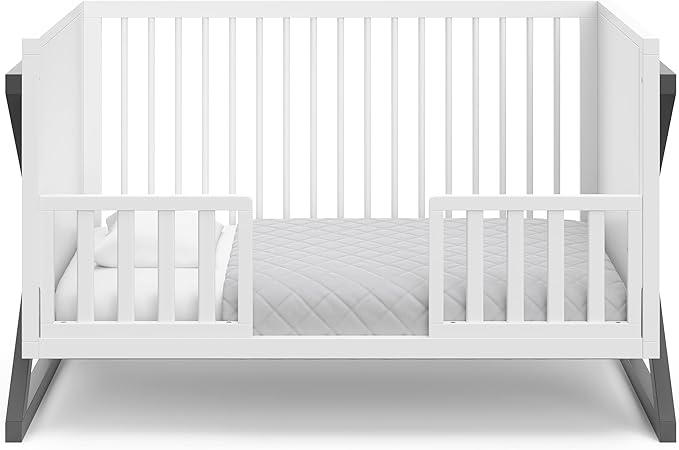 Storkcraft Equinox 3-in-1 Convertible Crib (Gray) – Easily Converts to Toddler Bed and Daybed, 3-Position Adjustable Mattress Support Base, Modern Two-Tone Design for Contemporary Nursery - LeafyLoom