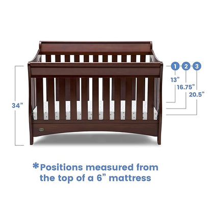 Delta Children Bentley S Series 4-in-1 Crib, Chocolate + Serta Perfect Slumber Dual Sided Recycled Fiber Core Crib and Toddler Mattress (Bundle) - LeafyLoom