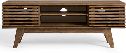 Modway Render 46" Mid-Century Modern Low Profile Media Console TV Stand, 46 Inch, Walnut - LeafyLoom