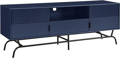 24/7 Shop at Home Quin Modern TV Stand with Storage Drawers, Media Console Cabinet, Entertainment Center for 65 inch Television, Unique Living Room Furniture, Indigo - LeafyLoom