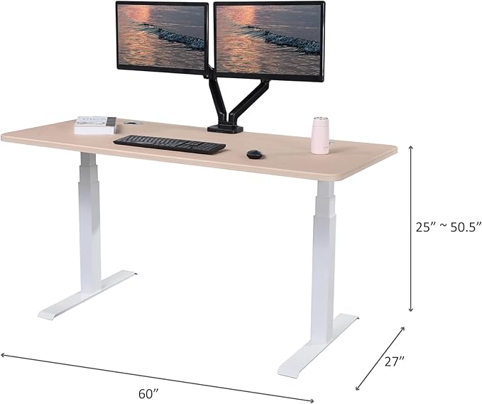 ApexDesk K Series 60" x 27" Electric Height Adjustable Standing Desk with LED Memory Controller (Light Oak) - LeafyLoom