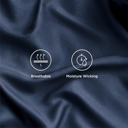 Bedsure Full Size Sheets, Cooling Sheets Full, Rayon Derived from Bamboo, Deep Pocket Up to 16", Breathable & Soft Bed Sheets, Hotel Luxury Silky Bedding Sheets & Pillowcases, Navy - LeafyLoom