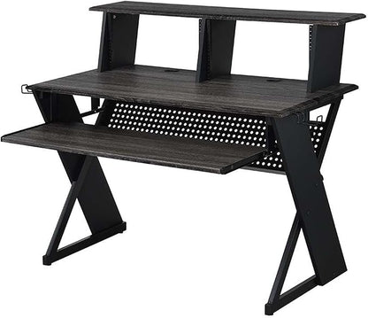 Acme Furniture Rectangular Music Desk Table with Earphone Rack, Black - LeafyLoom