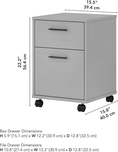 Bush Furniture Key West 2 Drawer Rolling File Cabinet in Cape Cod Gray, Mobile Organization for Home Office, Small Under Desk Storage on Wheels - LeafyLoom