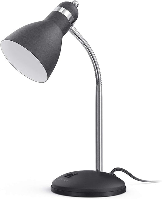 LEPOWER Metal Desk Lamp, Eye-Caring Table Lamp, Study Lamps with Flexible Goose Neck for Bedroom, Home Office (Matte Black) - LeafyLoom