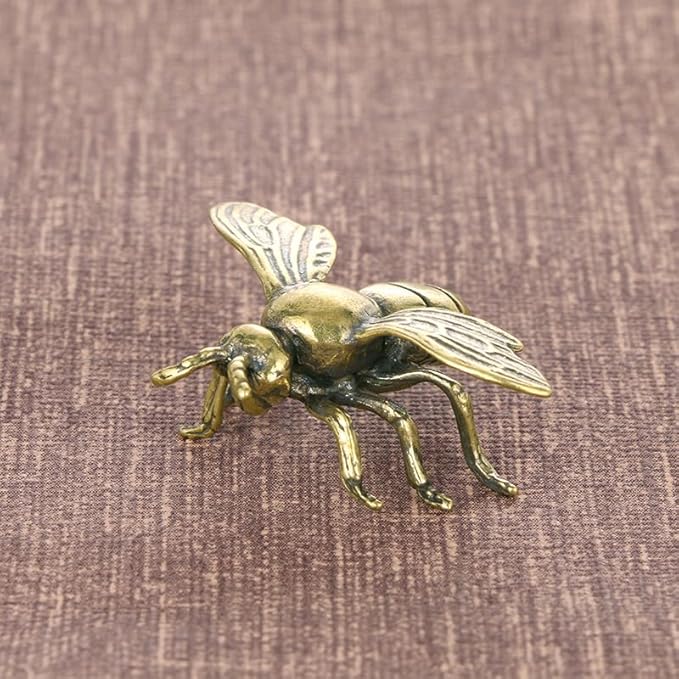 Vintage Solid Brass Bee Figurine - Adorable Desk Decor for Collectors - Perfect Home or Office Accent(Bee) - LeafyLoom