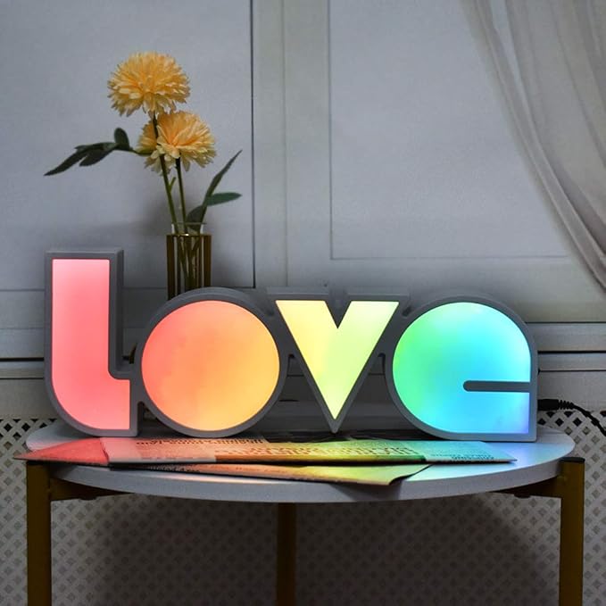 GUOCHENG LED Love Sign Lights - Love Marquee Signs Lamp Battery&USB Power Love Letters Decoration for Home Children Kids Bedroom Nursery,Valentine's Day Gifts(RGB) - LeafyLoom