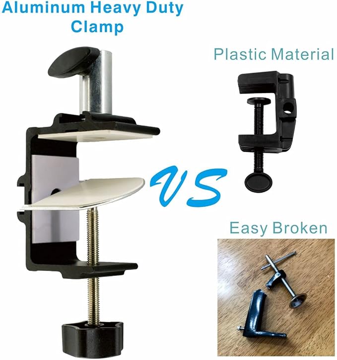 Heavy Duty Replacement Clamp for 1/2” Base Magnifying Lamp，Desk Lamp，Magnify Lamp，Swing Arm Lamp，Mic Microphone Suspension Boom Scissor Mount(Black) - LeafyLoom