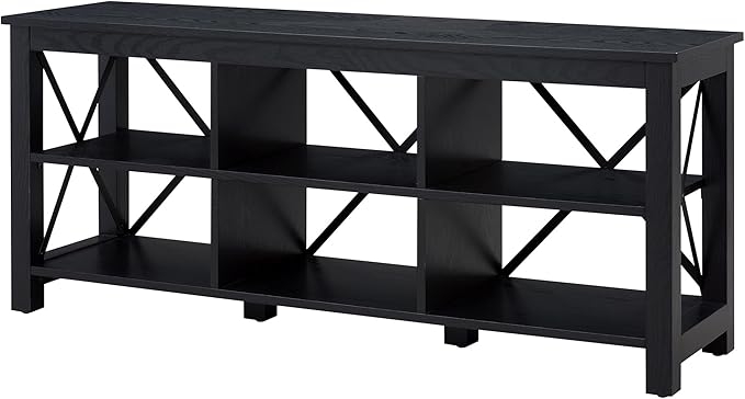 Henn&Hart Rectangular TV Stand for TV's up to 65" in Black, TV Stands for the Living Room - LeafyLoom