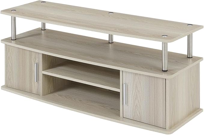 Convenience Concepts Designs2Go Monterey TV Stand with Cabinets and Shelves Home_Furniture_and_Decor, Ice White - LeafyLoom