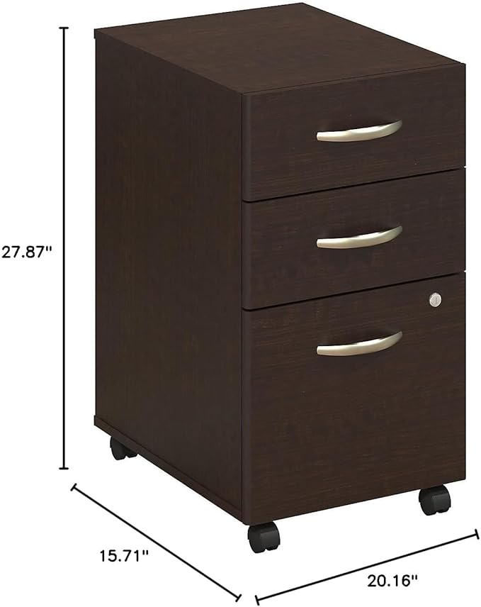 Bush Business Furniture Series C 3 Drawer Mobile File Cabinet in Mocha Cherry - Assembled - LeafyLoom