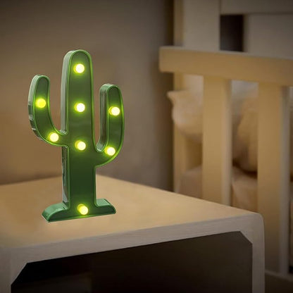 2 Pieces Large Led Cactus Night Lights, Cactus Party Decorations, Carnival Cute Dining Table Decorations, Children's Room Desk Lights, Bedroom Living Room Gifts Decorations (Cactus) - LeafyLoom