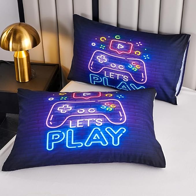 Teen Boy Comforter Set Queen,Kids Comforter Set for Boys,Gamer Bedding Sets for Boys,Boys Queen Bedding Set,Gaming Comforter Sets Including 1 Gaming Comforter&2 Pillowcases - LeafyLoom