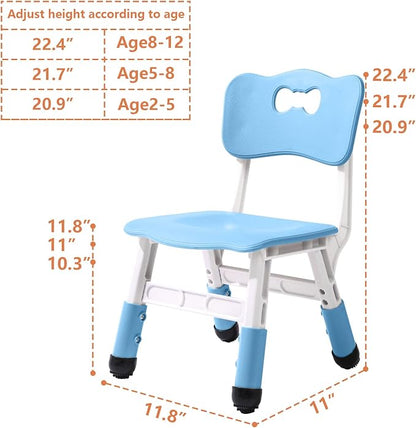 4 Piece Kids Chair Set 3 Levels Adjustable Stackable Kids Chairs Ideal for Playrooms, Schools, Daycares and Homes Washable and easy to clean Max weight 220LB(Blue4-Piece set) - LeafyLoom