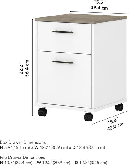 Bush KWF116G2W-03 2-Drawer Mobile File Cabinet Ltr/Lgl Shiplap Gray/Pure White 15.51-Inch - LeafyLoom