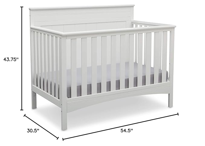 Delta Children Fancy 4-in-1 Convertible Baby Crib - Greenguard Gold Certified, Bianca White - LeafyLoom