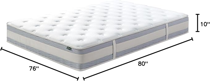 ZINUS 10 Inch Comfort Support Hybrid Mattress [New Version], King, Fiberglass free, Medium Plush, Motion Isolation, Certified Safe Foams & Fabric, Mattress in A Box - LeafyLoom