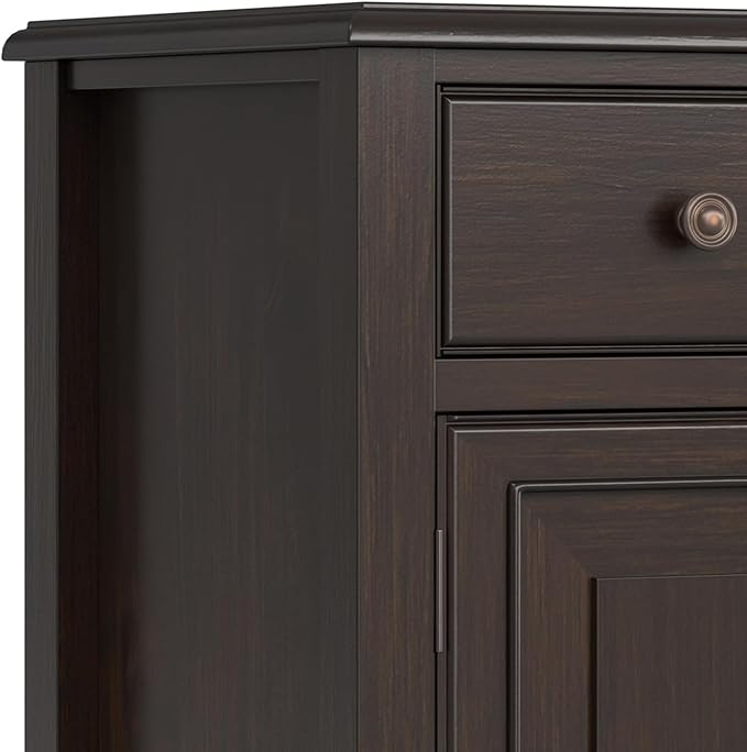 SIMPLIHOME Connaught Low Storage Cabinet, 67 inch, Dark Chestnut Brown - LeafyLoom